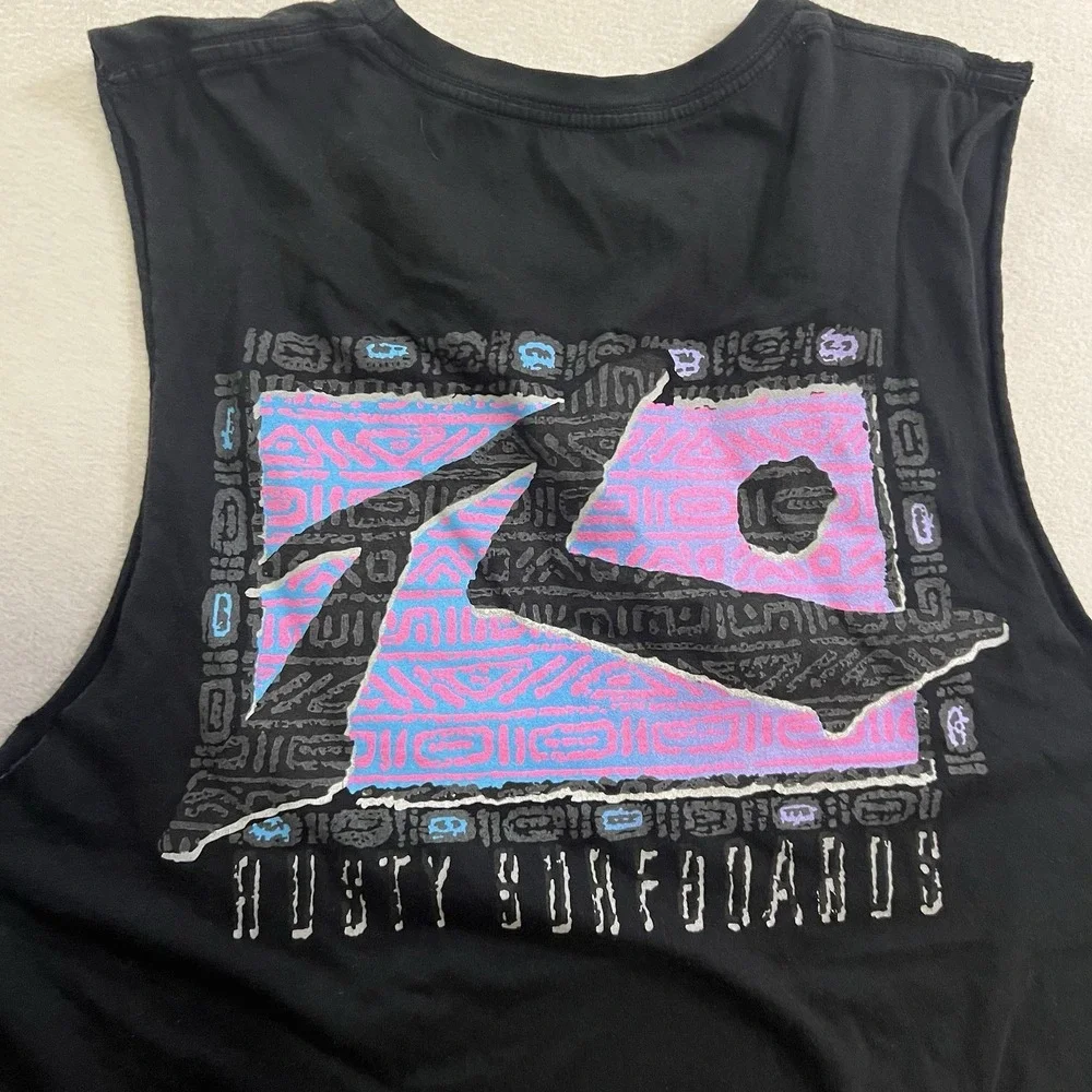 Rusty Tank Top Shirt Mens Size Medium Long Oversized Black Surf Beach Sleeveless